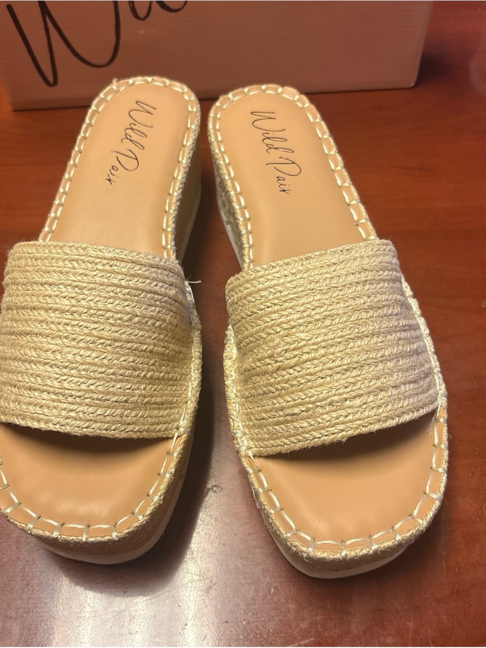 Wild Pair Natural Beige Espadrille Slide Sandals